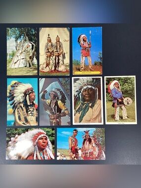Vtg Native American Indian Postcard Lot 9 1950-70s Chief, Maids, Sioux, Cherokee